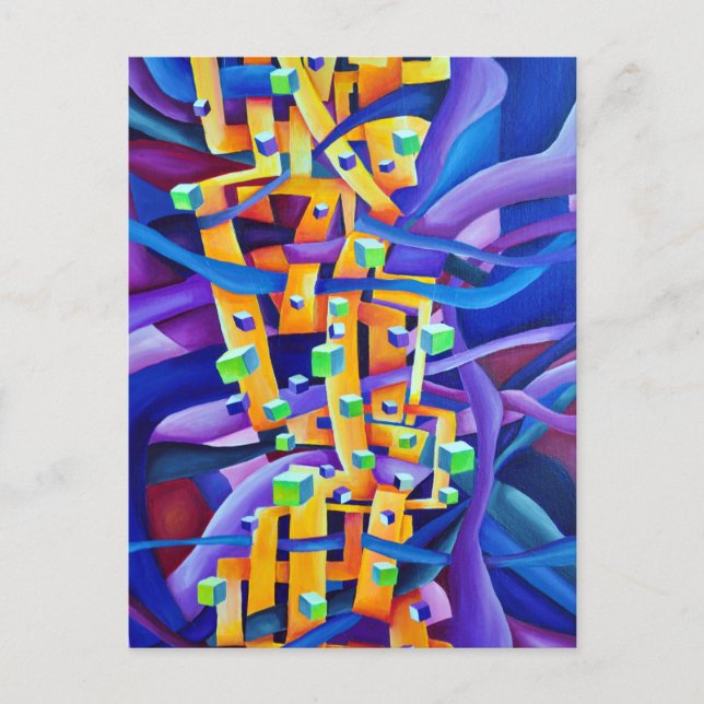 Artsy Playful Geometric Colorful Abstract Postcard (Front)