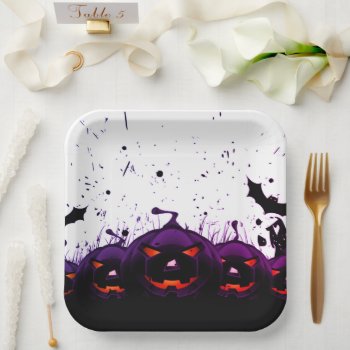 Artsy Pumpkin Paper Plates by MarblesPictures at Zazzle