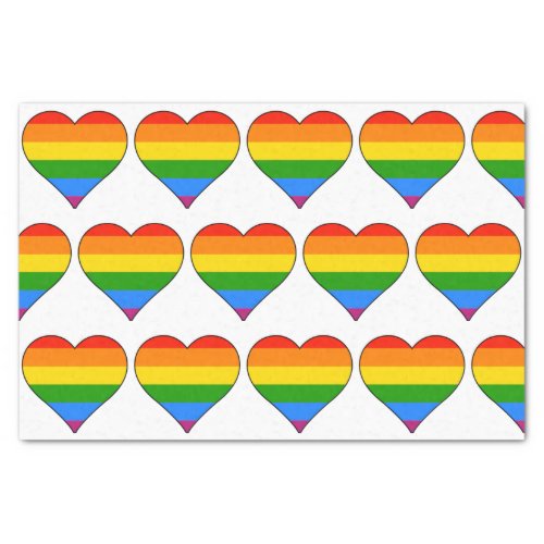 Artsy Rainbow Heart Gay Pride on White Tissue Paper