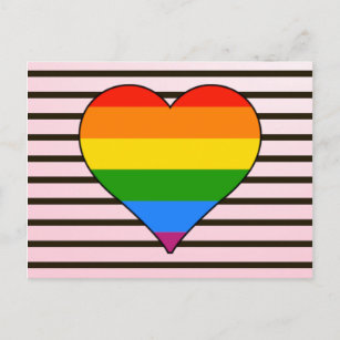 Artsy Rainbow Heart with Trendy Stripes Postcard