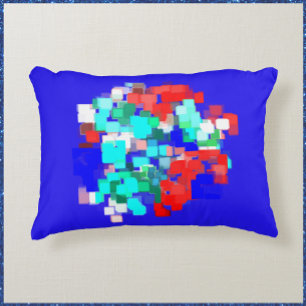 Artsy Red and Blue Abstract Accent Pillow