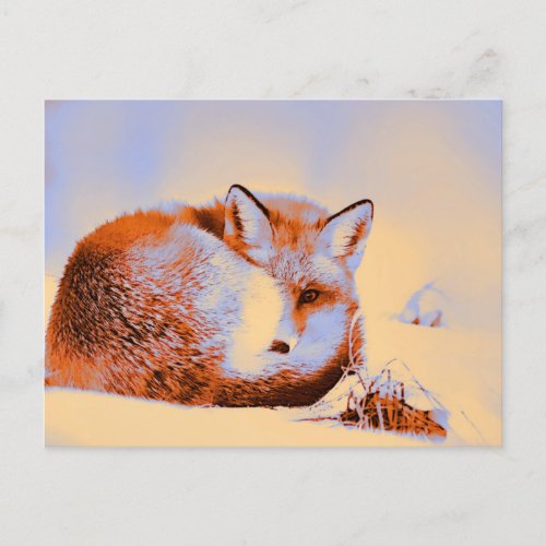  Artsy Red Fox Ap18 Artistic  Painting Wildlife Postcard