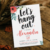 Artsy Red Green Floral Garden Party Hang Out Typo