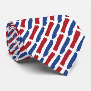 Artsy Red White Blue Abstract Dutch Flag Pattern Neck Tie