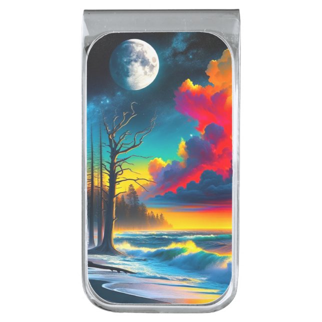 Artsy Scene Silver Finish Money Clip (Front Vertical)