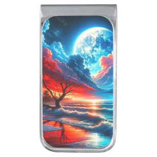 Artsy Scenery Silver Finish Money Clip