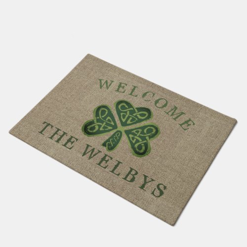 Artsy Shamrock Personalized Irish Welcome Doormats