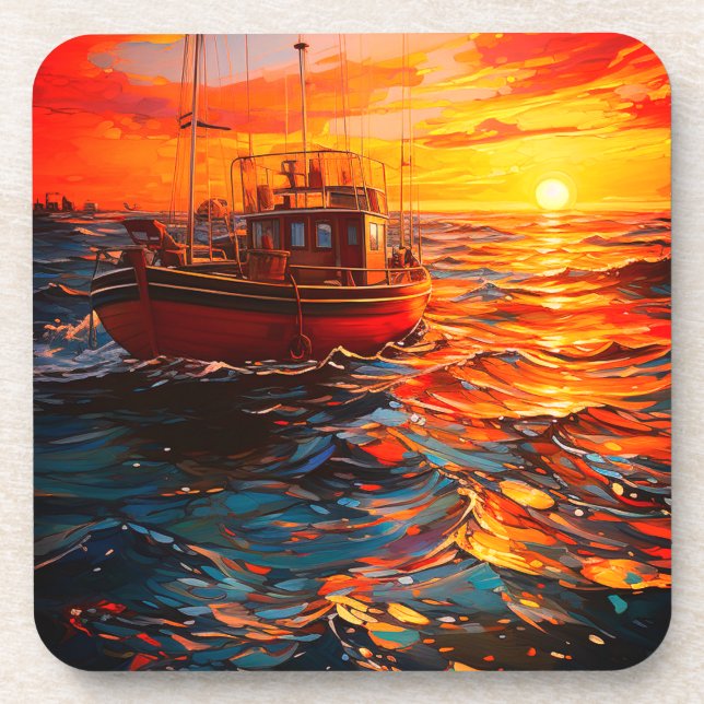 Artsy Ship Beverage Coaster (Front)