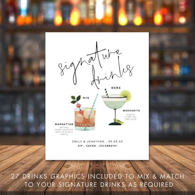 Artsy Signature Drinks Choice of Cocktails Foam Board (Creator Uploaded)