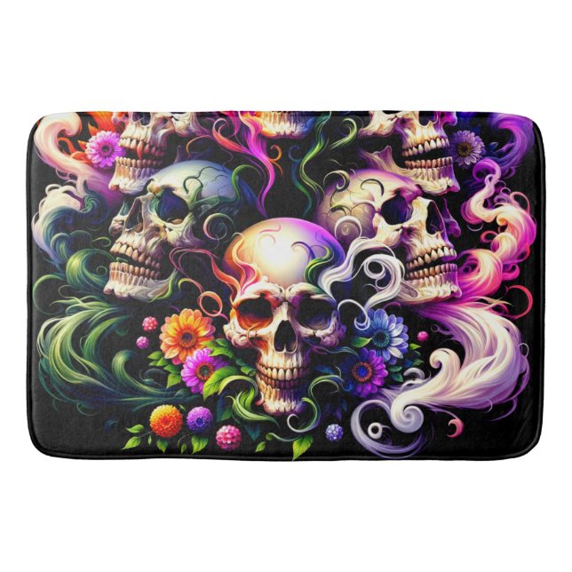 Artsy Skull Design Bath Mat (Front)