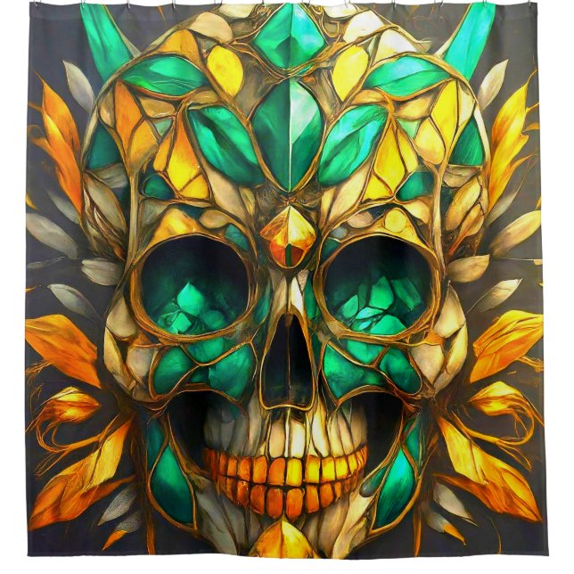 Artsy Skull Design Shower Curtain (Front)