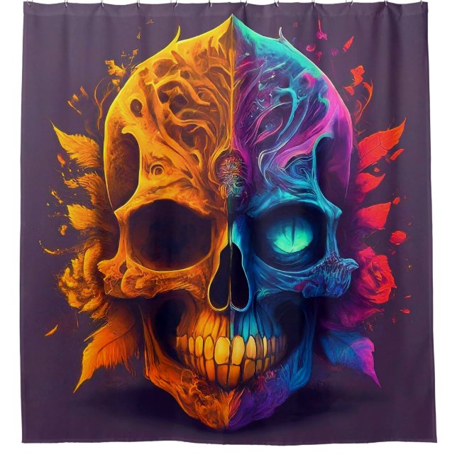 Artsy Skull Shower Curtain (Front)