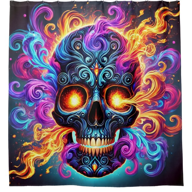 Artsy Skull Shower Curtain (Front)