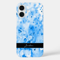 Artsy Sky Blue Watercolor Paint Splatters w/ Name