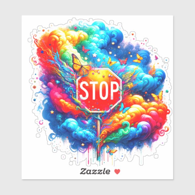 Artsy Stop Sign Sticker (Sheet)