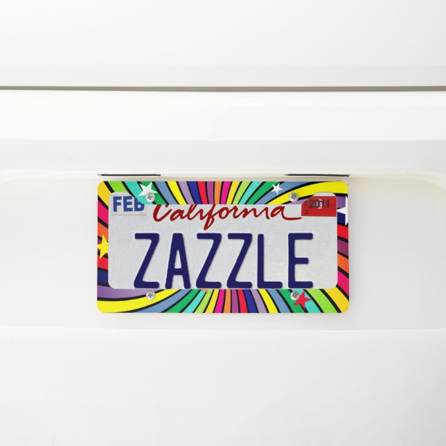 Artsy Striped License Plate Frame (On Car)