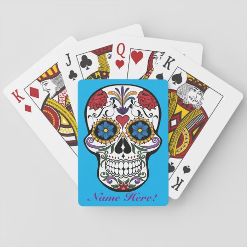 Artsy Sugar Skull Mexican Art Custom Playing Cards