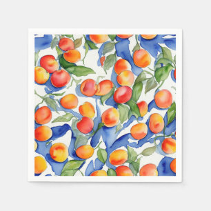Artsy Summer Apricots Fruits Watercolor Pattern Napkins