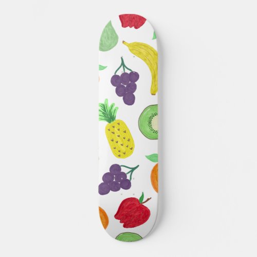 Artsy Summer Colorful Acrylic Fruit Pattern Skateboard