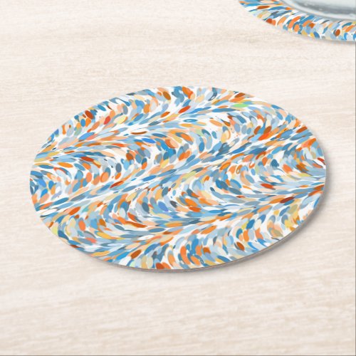 Artsy Summer Colors Paint Splatter Art Pattern Round Paper Coaster