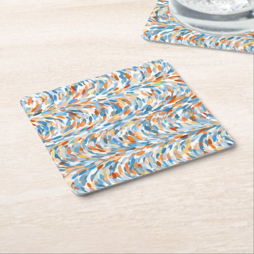 Artsy Summer Colors Paint Splatter Art Pattern Square Paper Coaster