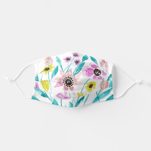 Artsy Summer Flowers Leaves Watercolor Safety Adult Cloth Face Mask