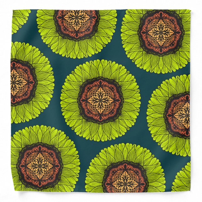 Artsy Summer Neon Yellow Lace Sunflower Bandana (Front)