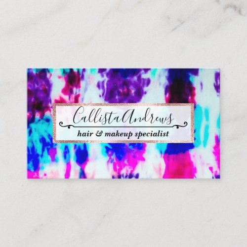 Artsy Summer Pink Blue Colorful Tie Dye Pattern Business Card
