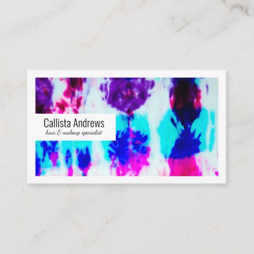 Artsy Summer Pink Blue Colorful Tie Dye Pattern Business Card