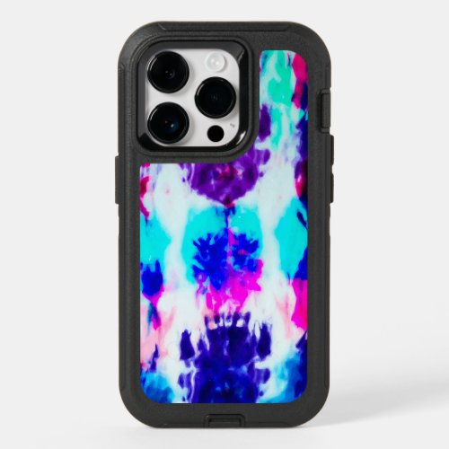 Artsy Summer Pink Blue Colorful Tie Dye Pattern OtterBox iPhone 14 Pro Case