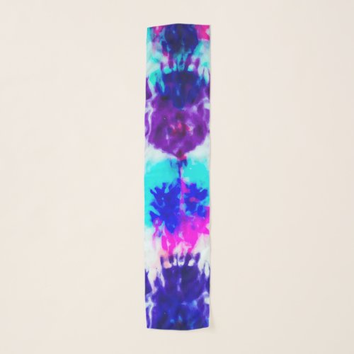 Artsy Summer Pink Blue Colorful Tie Dye Pattern Scarf