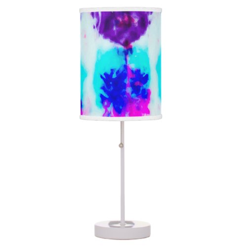 Artsy Summer Pink Blue Colorful Tie Dye Pattern Table Lamp