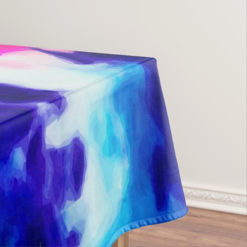 Artsy Summer Pink Blue Colorful Tie Dye Pattern Tablecloth
