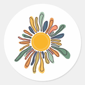 Artsy Sun Classic Round Sticker