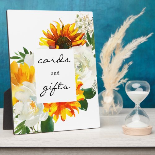 Artsy Sunflower Floral Cards  Gifts Sign Easel Plaque