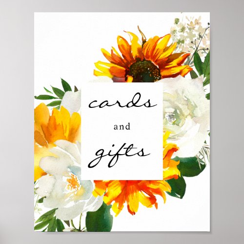 Artsy Sunflower Floral Cards  Gifts Sign Poster