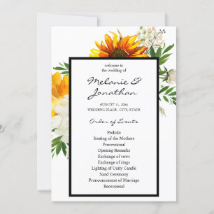 Artsy Sunflower Floral Wedding Ceremony Program