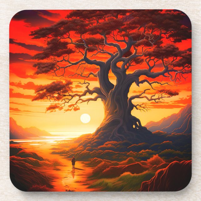 Artsy Sunset Beverage Coaster (Front)