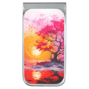 Artsy Sunset Silver Finish Money Clip