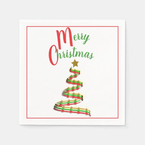 Artsy Swish Red Green and Gold Christmas Tree Napkins