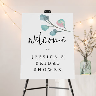 Artsy Teal Pink Leaves Welcome to Bridal Shower Foam Board