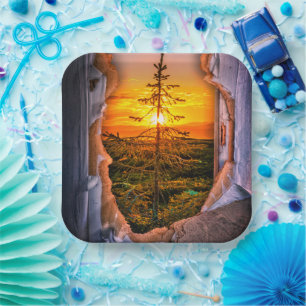 Artsy Tree Design Paper Plates
