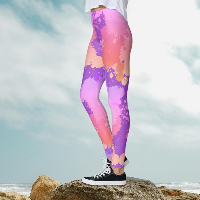 Artsy Trendy Chic Girly Doll Color Splatters Pink Leggings (Creator Uploaded)