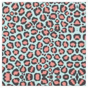 Artsy Trendy Coral Mint Teal Leopard Animal Print Fabric