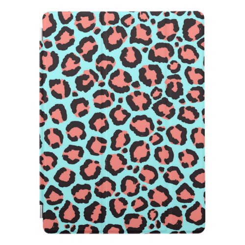 Artsy Trendy Coral Mint Teal Leopard Animal Print iPad Pro Cover