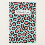 Artsy Trendy Coral Mint Teal Leopard Animal Print Planner<br><div class="desc">Artsy, modern, cute, girly, and trendy coral orange, mint teal, and black hand-drawn leopard animal print illustration pattern. ***IMPORTANT DESIGN NOTE: For any custom design request such as matching product requests, color changes, placement changes, or any other change request, please click on the "CONTACT" button or email the designer directly...</div>