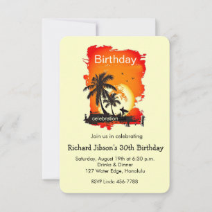 Artsy Tropical Beach Sunset Party Invitation