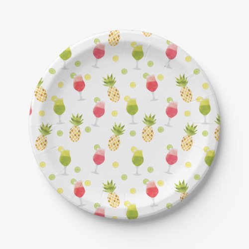Artsy Tropical Cocktail  Fruit Pattern Paper Plates