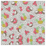 Artsy Tropical Fruit Polka Dots Watercolor Pattern Fabric