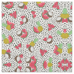 Artsy Tropical Fruit Polka Dots Watercolor Pattern Fabric